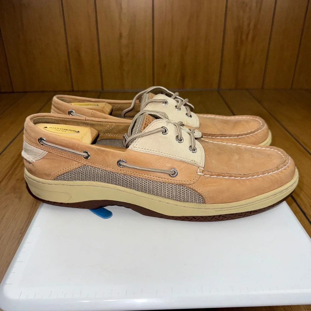 Sperry Top-Sider Billfish Tan Beige Leather Mesh Boat Shoes Mens 14M 0799023